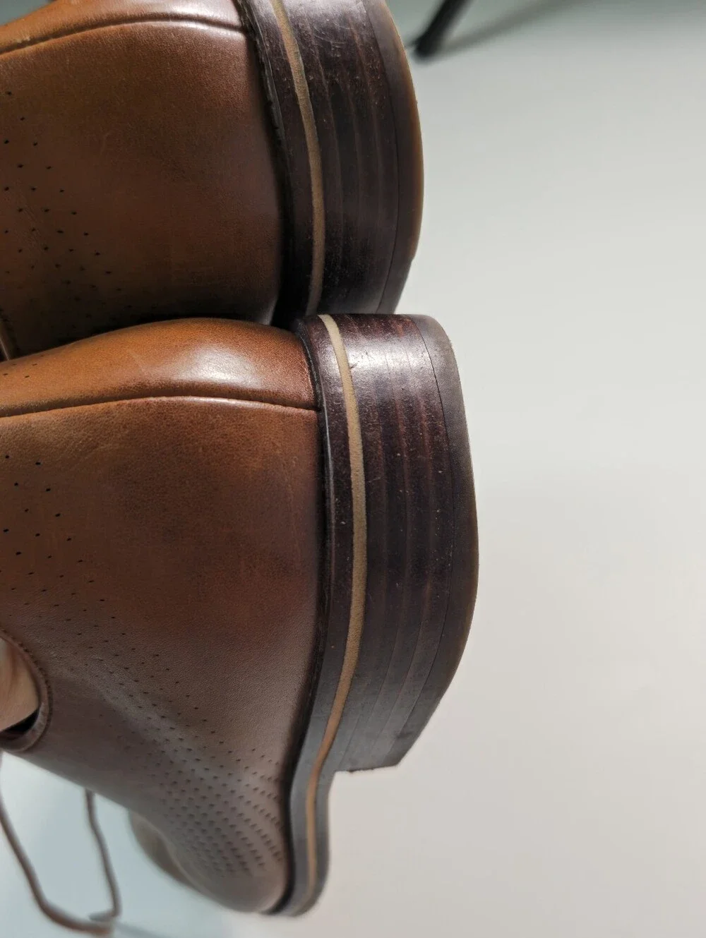 Cole Haan Tan Brown Perforated Leather Derby Oxfords